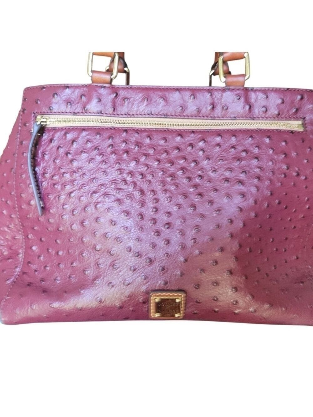 Dooney & Bourke Red Brow Ostrich Textured Leather Tote Bag Crossbody - Picture 4 of 8